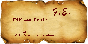 Füves Ervin névjegykártya